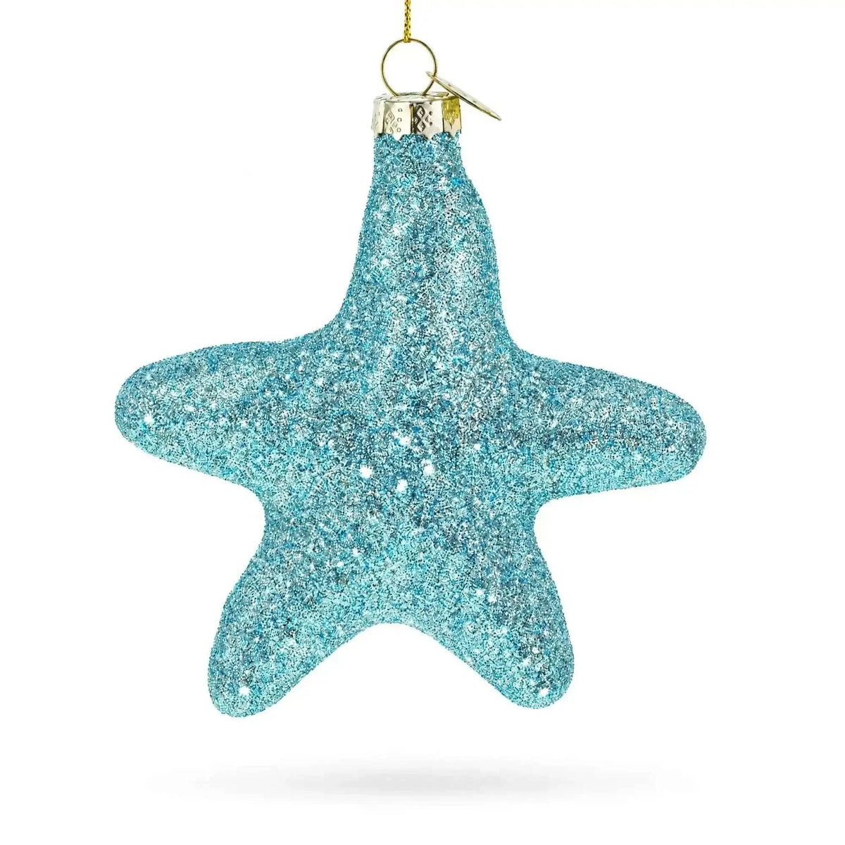 Blue Shiny Star "Piece" Glass Christmas Ornament Cartsfy Inc.