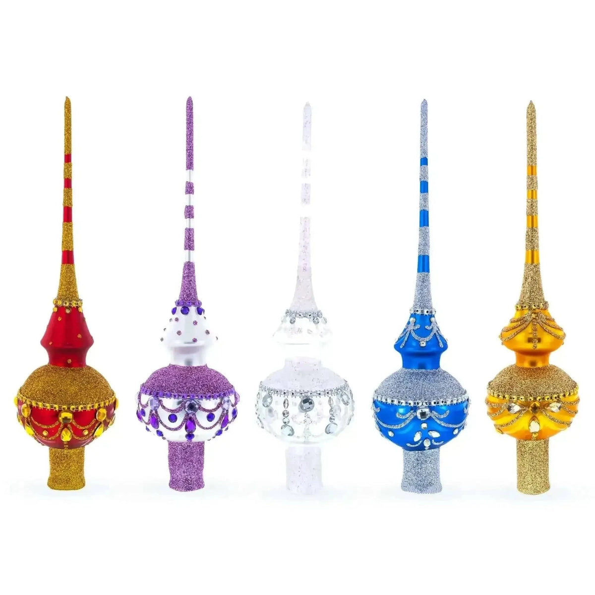 Blue with Sparkling Top Glass Christmas Tree Topper 11 Inches Cartsfy Inc.