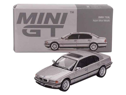 BMW 750IL Aspen Silver Metallic with Sun Roof Limited Edition 1/64 Diecast Model Car by Mini GT Cartsfy Inc.