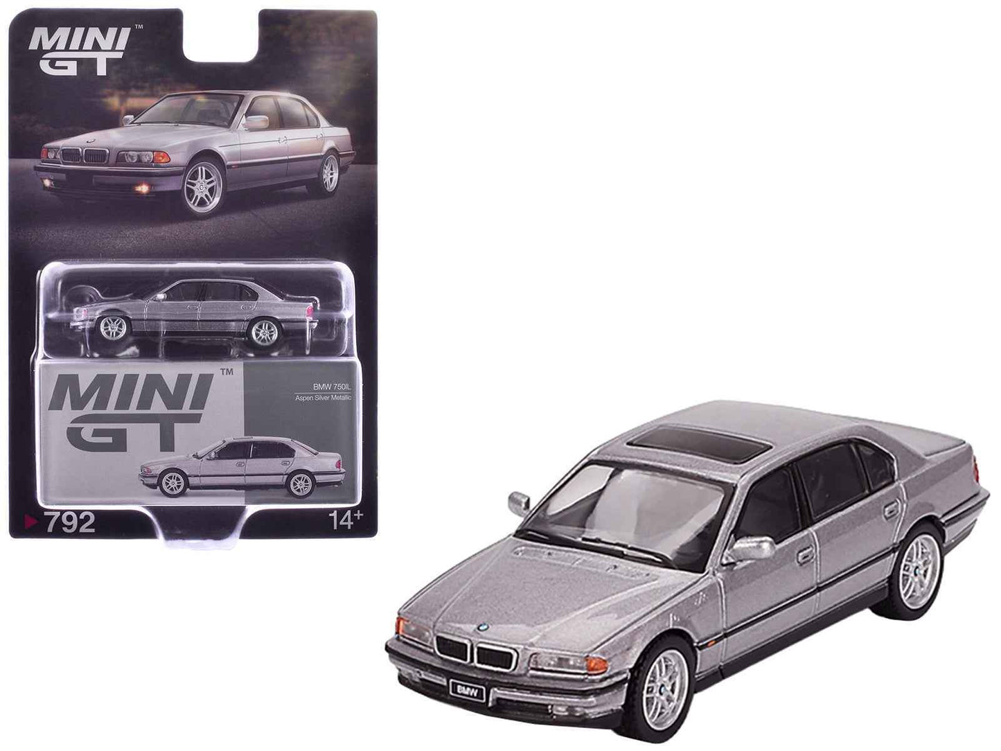 BMW 750IL Aspen Silver Metallic with Sun Roof Limited Edition 1/64 Diecast Model Car by Mini GT Cartsfy Inc.