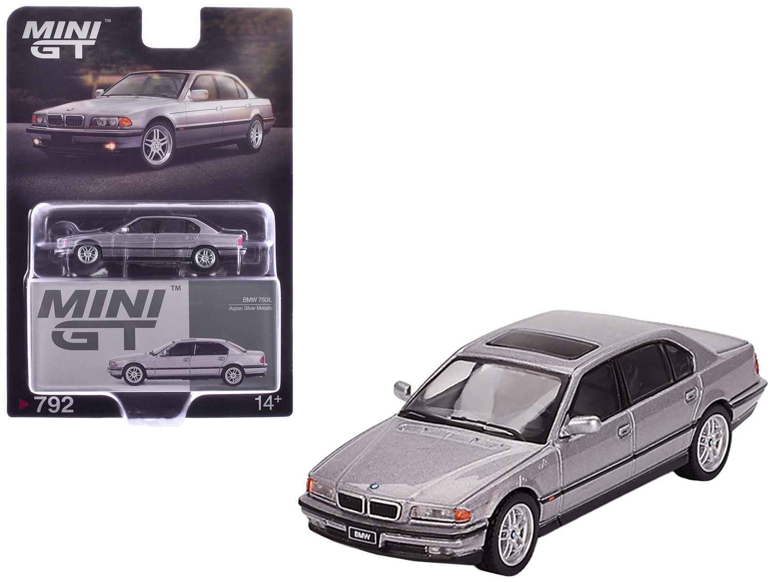 BMW 750IL Aspen Silver Metallic with Sun Roof Limited Edition 1/64 Diecast Model Car by Mini GT Cartsfy Inc.
