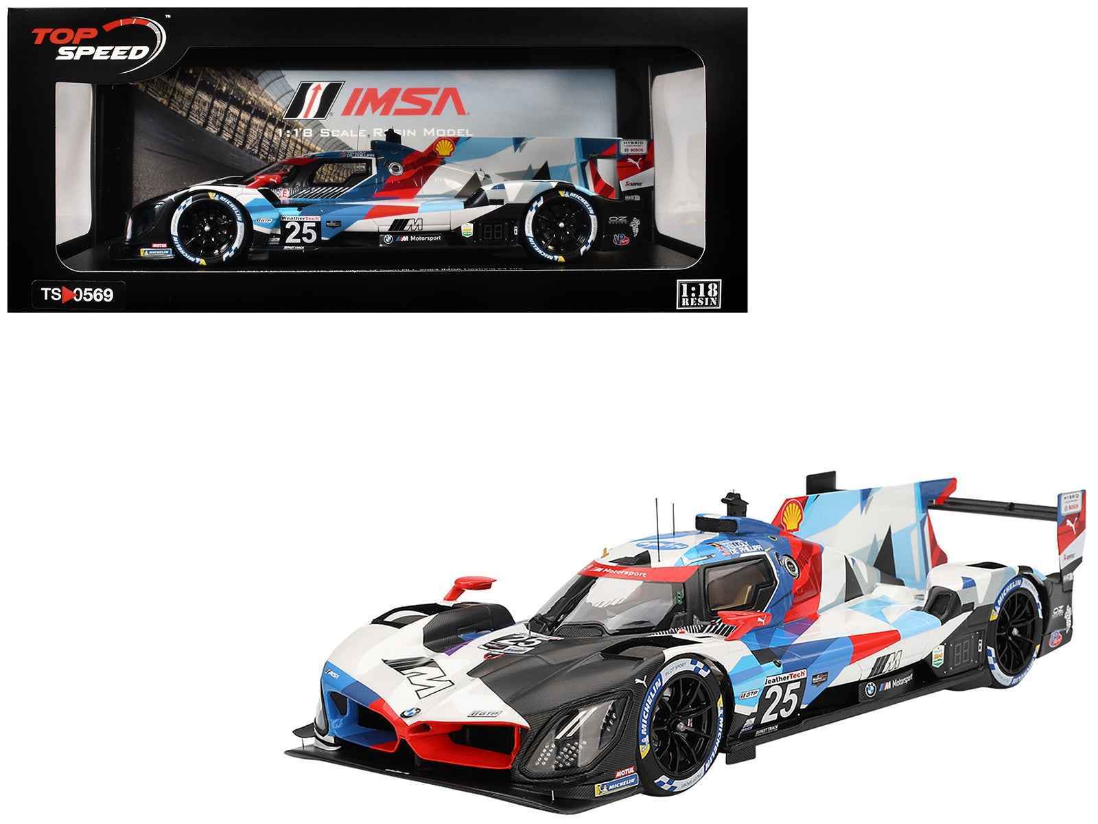 BMW M Hybrid V8 GTP #25 Connor De Phillippi - Maxime Martin - Rene Rast - Nick Yelloly "BMW M Team RLL" "24 Hours of Daytona" (2024) 1/18 Model Car by Top Speed Miniature Motors Default Title Default Title-