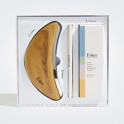 Body plane tool set in tray with wooden blade and firming oil tube