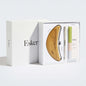Body plane tool set in box with wooden blade and body oil bottles