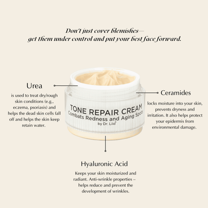 Cream jar with ingredient callout arrows on the sides