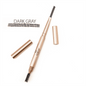 Epilynx brow-defining eyebrow pencil in dark gray with swatch and capped pencil case.