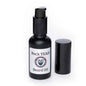 Beard oil bottle with black pump cap; includes a spare cylindrical cap