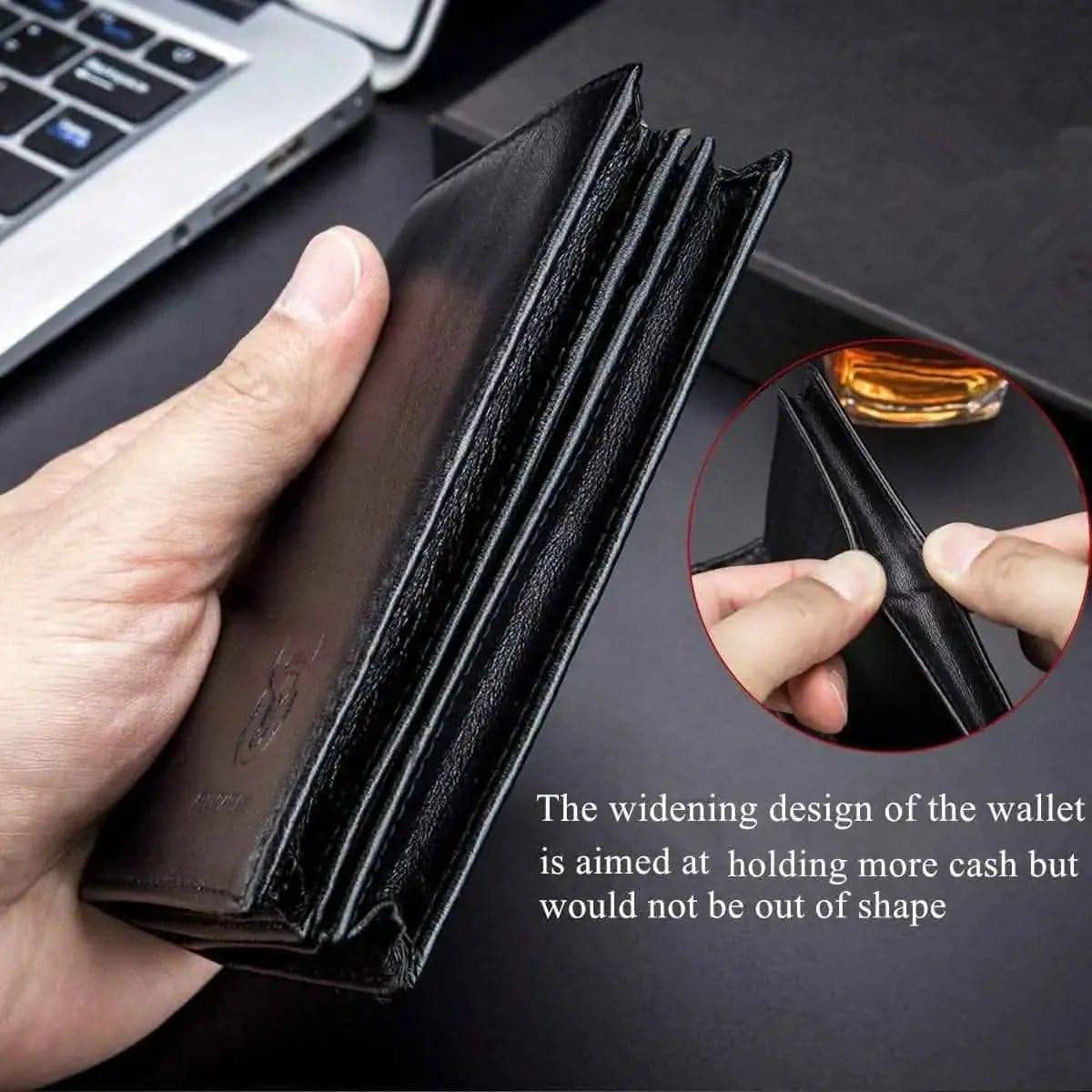 Bullcaptain Large Capacity Genuine Leather Bifold Wallet/Credit Card Holder DailySale Black Blue Brown Black-Blue-Brown-Light Brown-