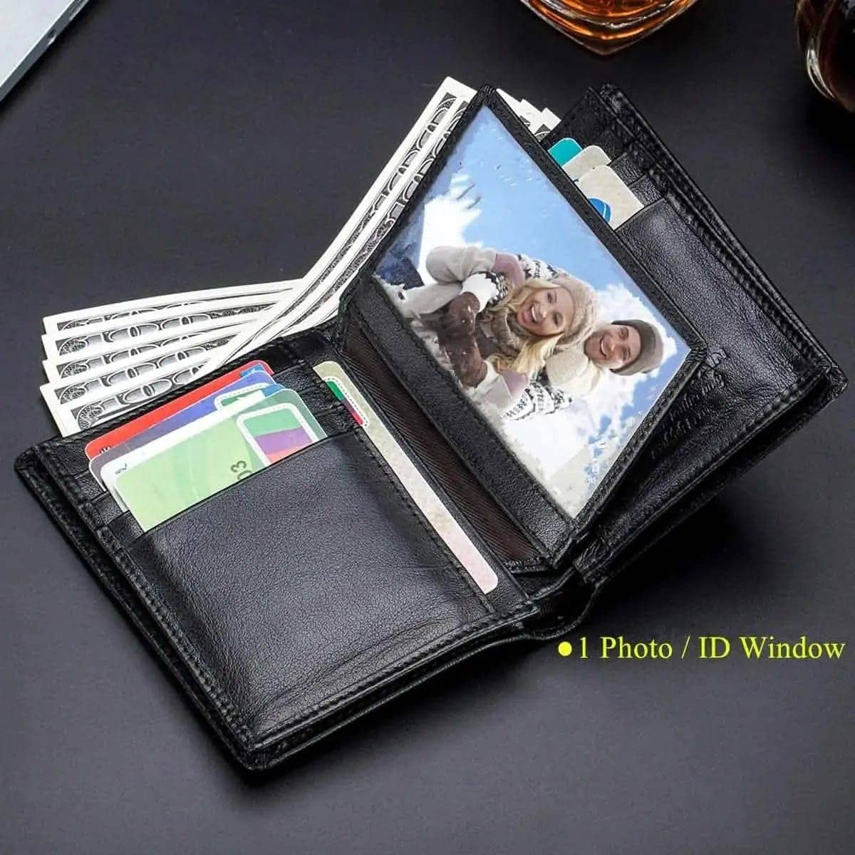 Bullcaptain Large Capacity Genuine Leather Bifold Wallet/Credit Card Holder DailySale Black Blue Brown Black-Blue-Brown-Light Brown-