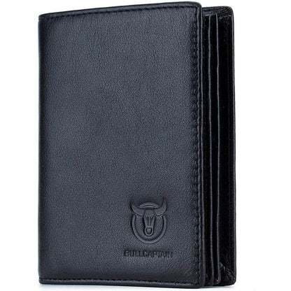 Bullcaptain Large Capacity Genuine Leather Bifold Wallet/Credit Card Holder - Cartsfy Inc.