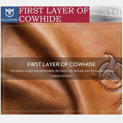 Brown leather wallet texture close-up with embossed logo detail
