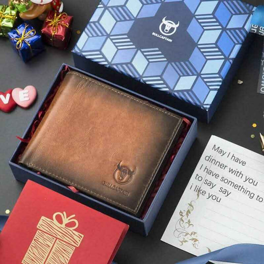 BULLCAPTAIN Men Genuine Leather Vintager RFID Blocking Anti-theft Wallet Cartsfy Inc.