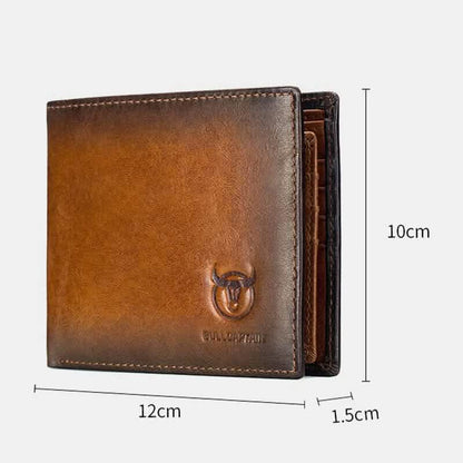 BULLCAPTAIN Men Genuine Leather Vintager RFID Blocking Anti - theft Wallet - Cartsfy Inc.