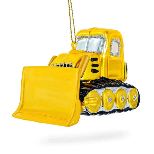 Bulldozer Glass Christmas Ornament Cartsfy Inc.