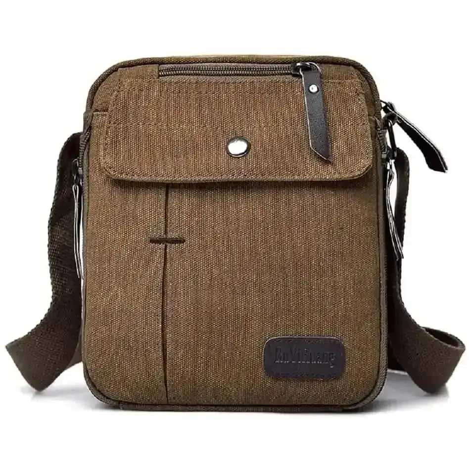 Canvas Travel Wallet Casual Messenger Bag DailySale Coffee Khaki Black Coffee-Khaki-Black-