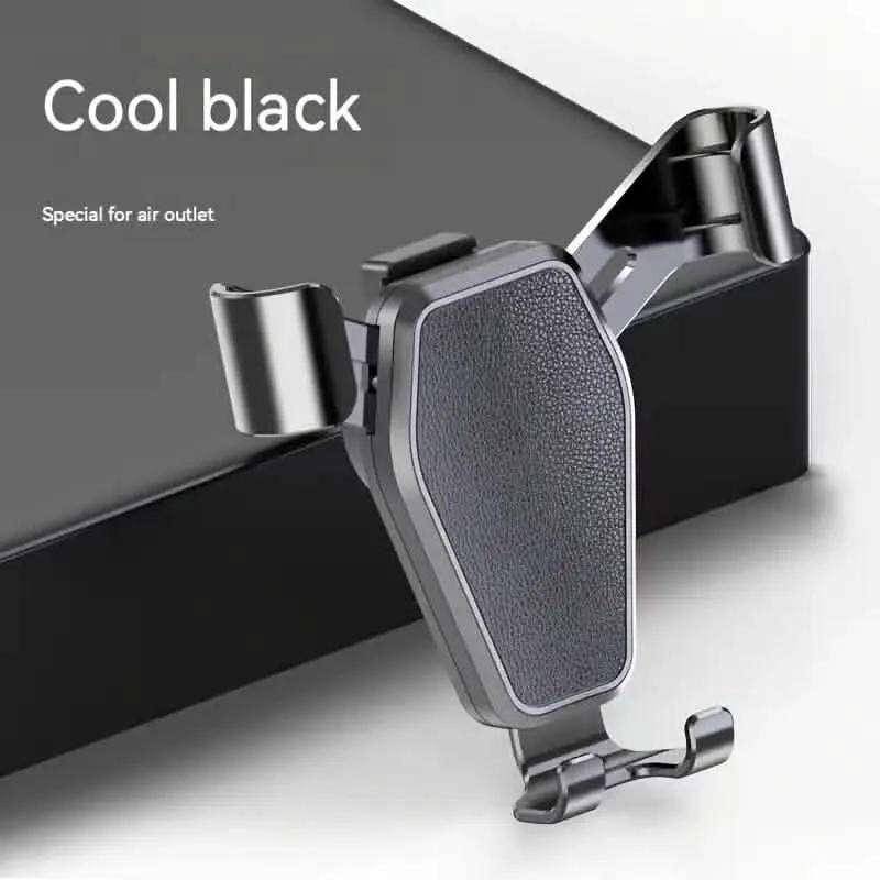 Car phone holder with dark textured cradle and vent clamp