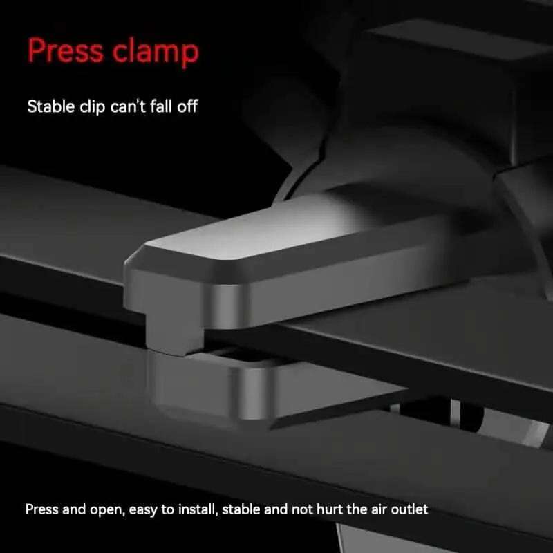 Car phone holder press-clamp for air vent, dark textured cradle