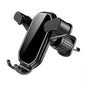 Car phone holder with spring clip arms and adjustable vent mount, black