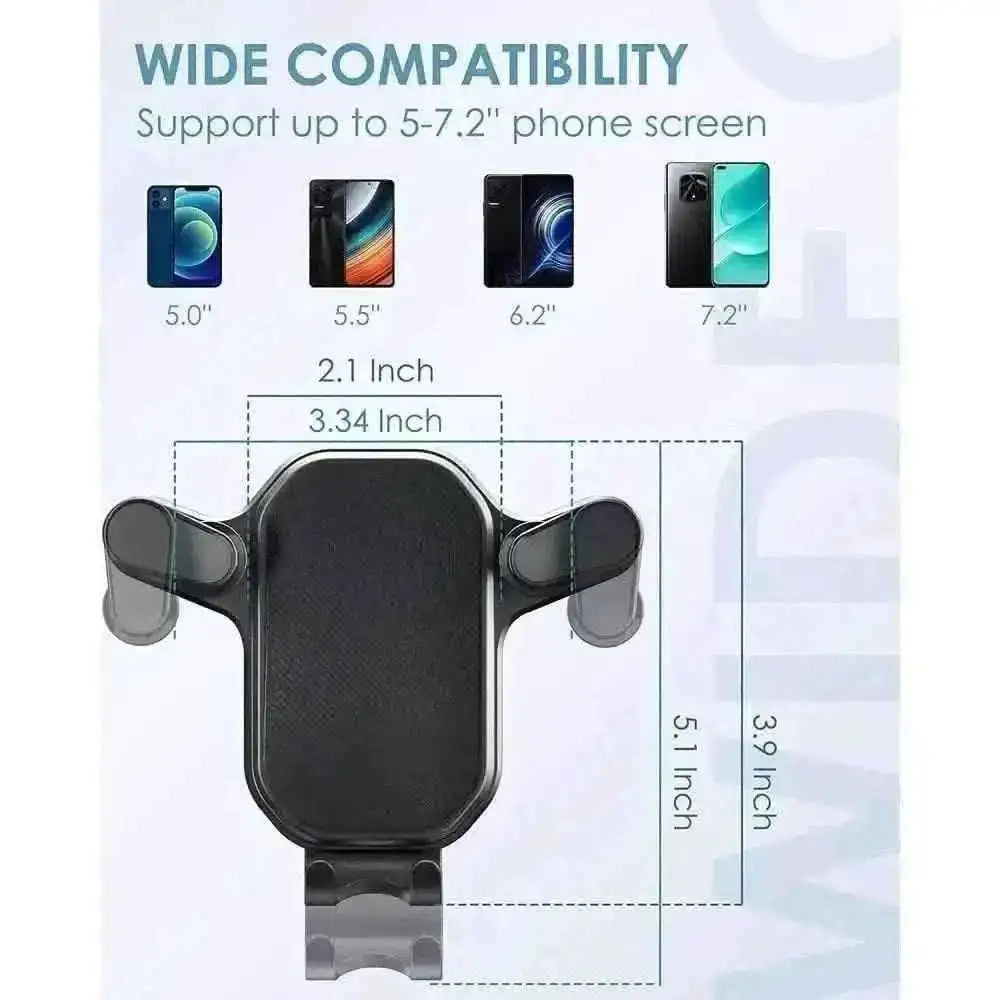 Car phone holder cradle with adjustable side grips for phone screen size, black