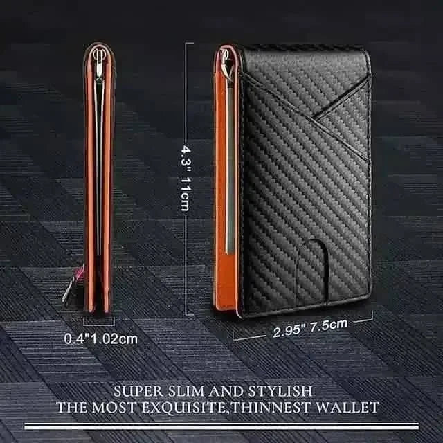 Carbon Fiber Rfid Men Wallets Bi-fold Vallet Billfold DailySale Black Blue Orange Black-Blue-Orange-