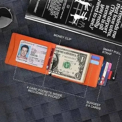 Carbon Fiber Rfid Men Wallets Bi-fold Vallet Billfold DailySale Black Blue Orange Black-Blue-Orange-