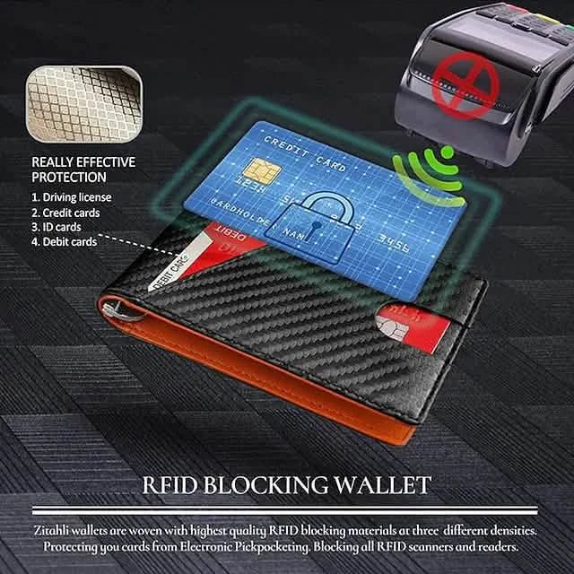 Carbon Fiber Rfid Men Wallets Bi - fold Vallet Billfold - Cartsfy Inc.
