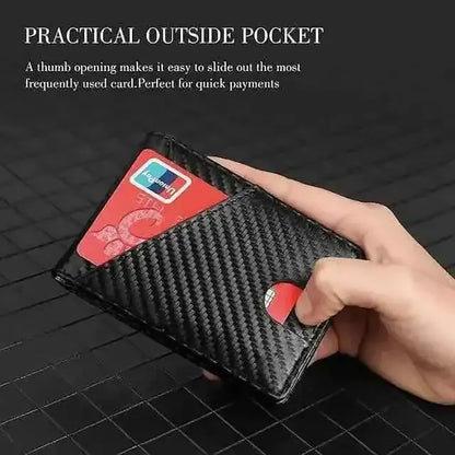 Carbon Fiber Rfid Men Wallets Bi-fold Vallet Billfold DailySale Black Blue Orange Black-Blue-Orange-