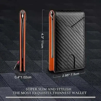 Carbon Fiber Rfid Men Wallets Bi-fold Vallet Billfold DailySale Black Blue Orange Black-Blue-Orange-