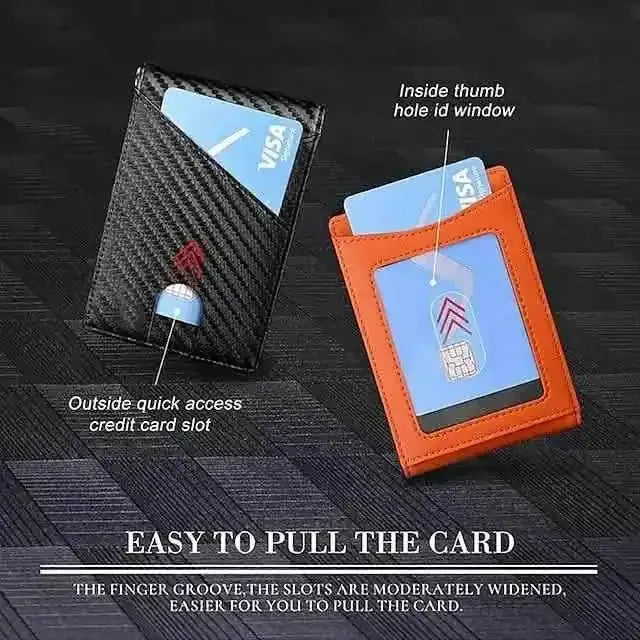 Carbon Fiber Rfid Men Wallets Bi-fold Vallet Billfold DailySale Black Blue Orange Black-Blue-Orange-
