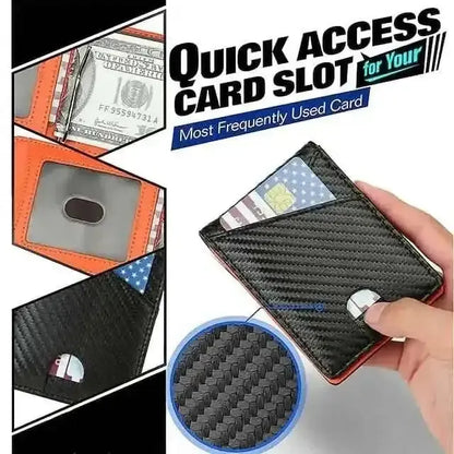 Carbon Fiber Rfid Men Wallets Bi-fold Vallet Billfold DailySale Black Blue Orange Black-Blue-Orange-