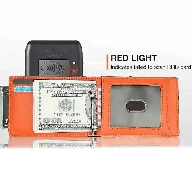 Carbon Fiber Rfid Men Wallets Bi-fold Vallet Billfold DailySale Black Blue Orange Black-Blue-Orange-