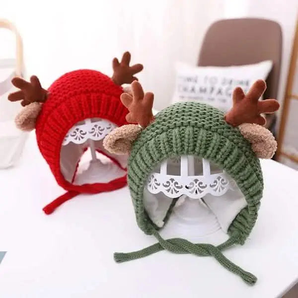 Cartoon Elk Baby Hat Winter Christmas Knitted