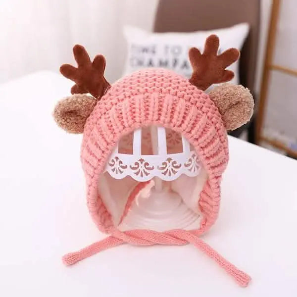 Cartoon Elk Baby Hat Winter Christmas Knitted