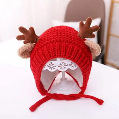 Cartoon Elk Baby Hat Winter Christmas Knitted