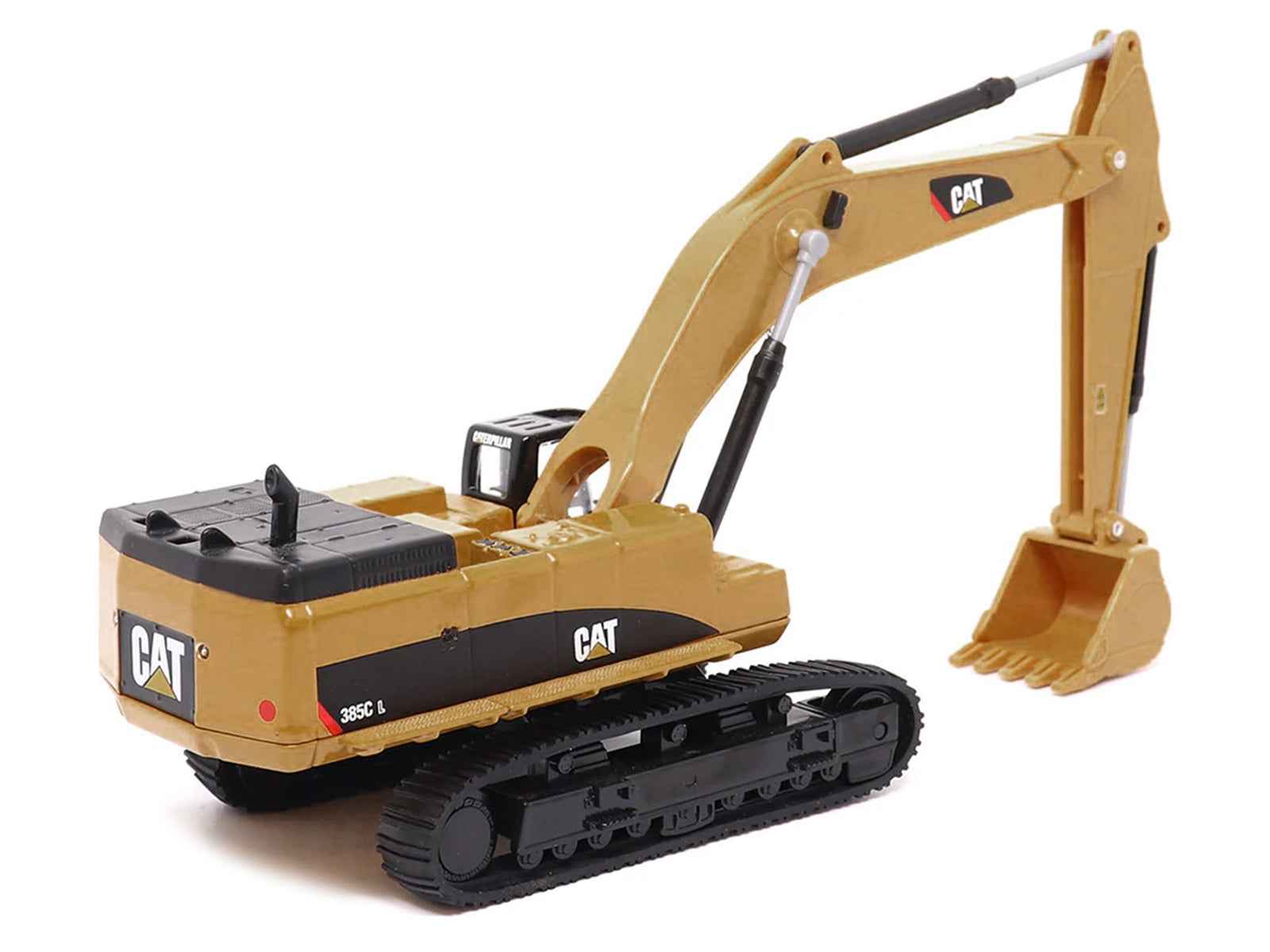 CAT yellow 1/64 hydraulic excavator diecast model with bucket and tracks
