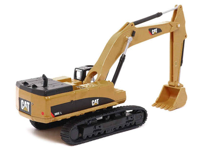 CAT yellow 1/64 hydraulic excavator diecast model with bucket and tracks