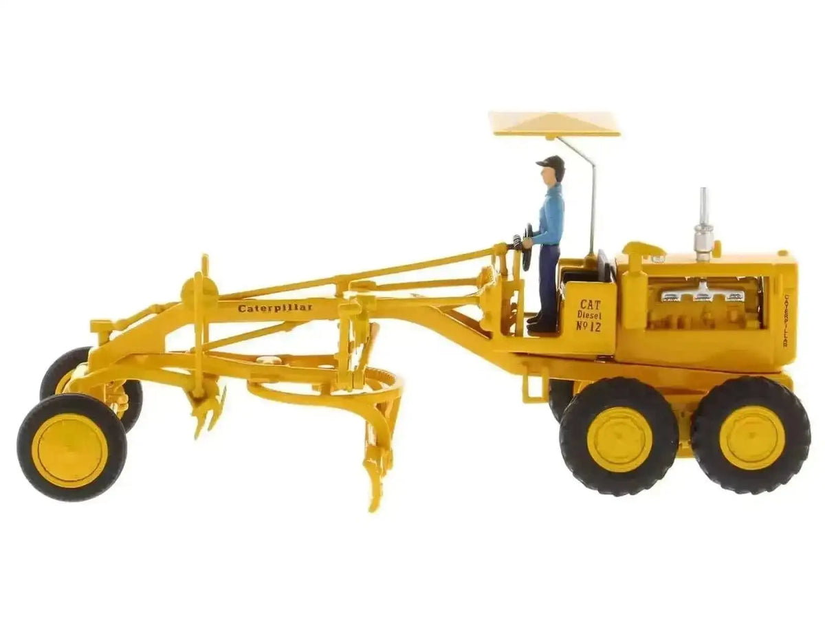 CAT Caterpillar No.12 Motor Grader Yellow with Operator "Vintage Series" 1/50 Diecast Model by Diecast Masters Cartsfy Inc.