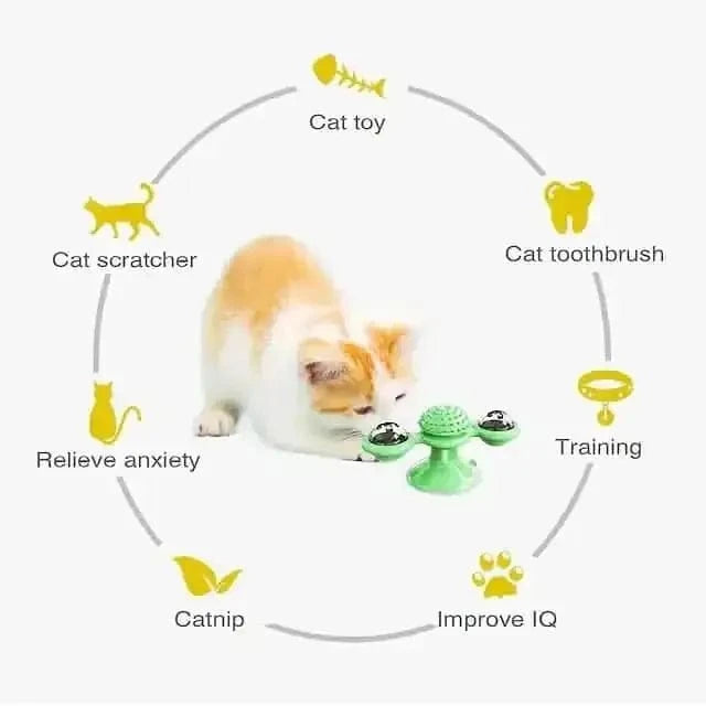 Cat Teases Interactive Pet Toy DailySale Green Yellow Blue Green-Yellow-Blue-