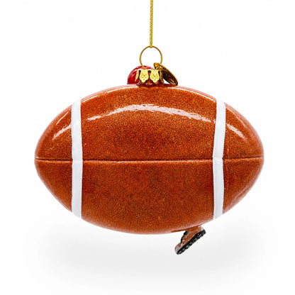 Football Player Glass Christmas Ornament