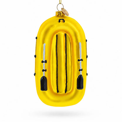 Sunny Yellow Rubber Boat Glass Christmas Ornament