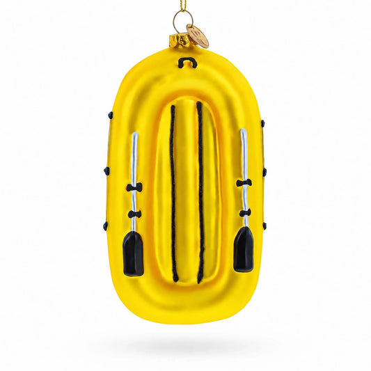 Sunny Yellow Rubber Boat Glass Christmas Ornament BestPysanky Default Title Default Title-