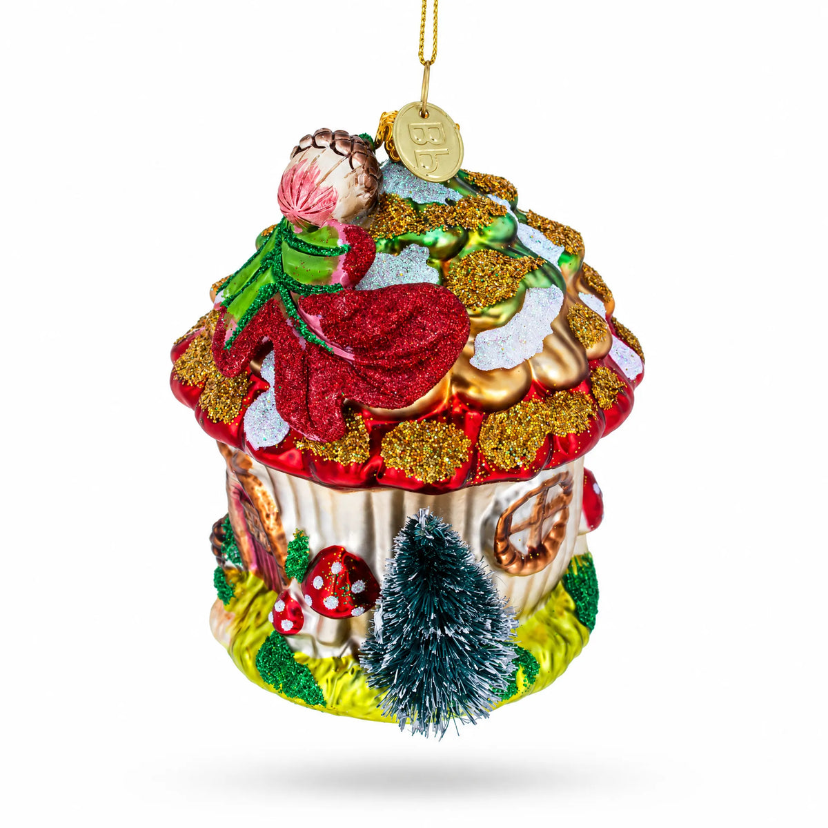 Fairy House Nestled in a Woodland Glade Glass Christmas Ornament