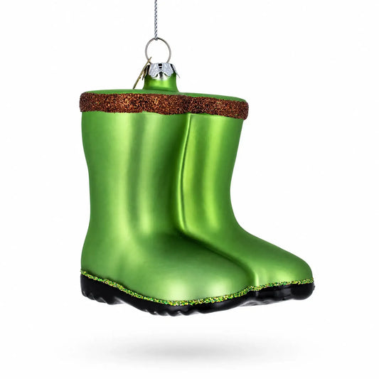 Green Rubber Boots Glass Christmas Ornament BestPysanky Default Title Default Title-