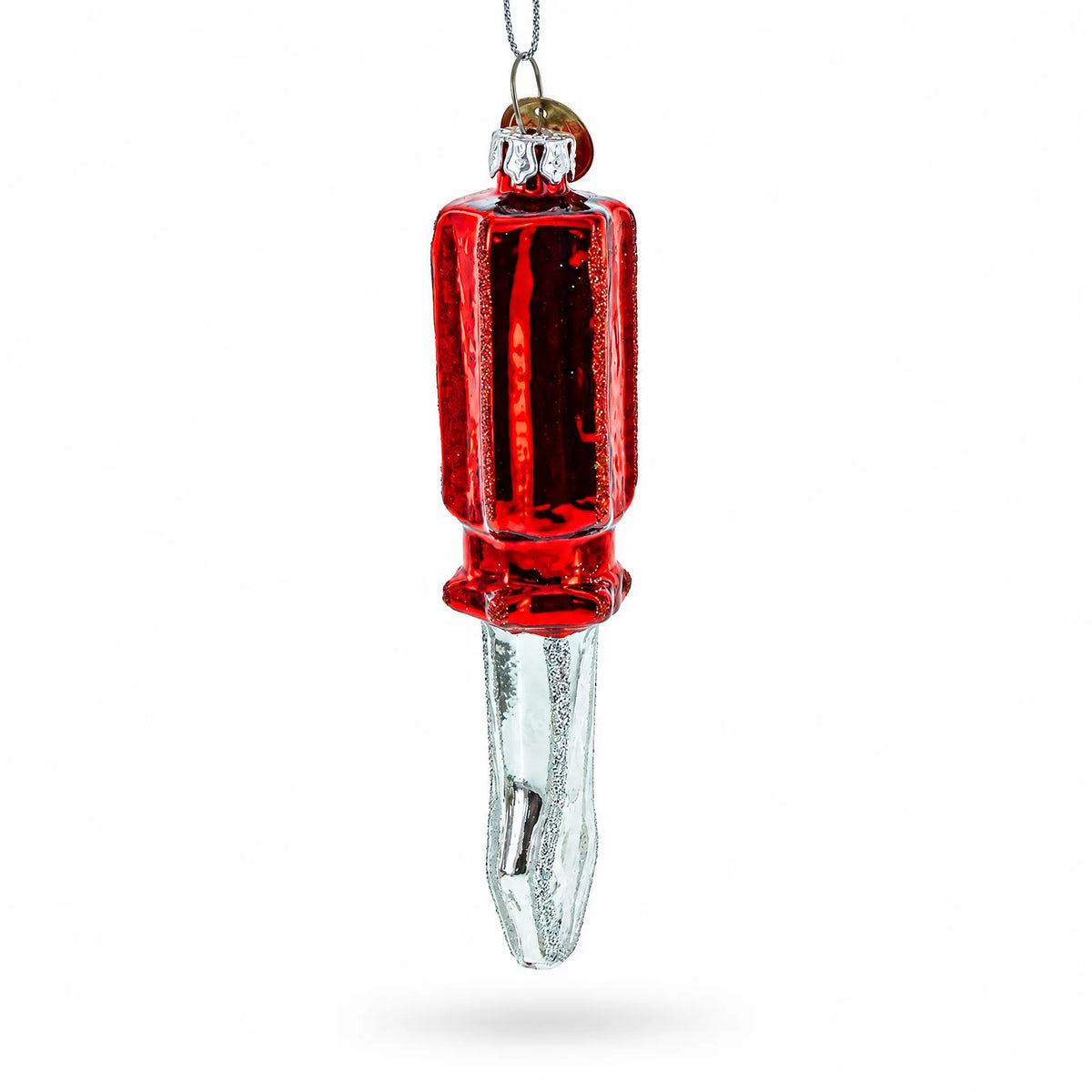 Screwdriver with Red Handle Glass Christmas Ornament