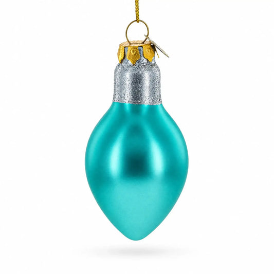 Shimmering Blue Light Bulb Glass Christmas Ornament BestPysanky Default Title Default Title-