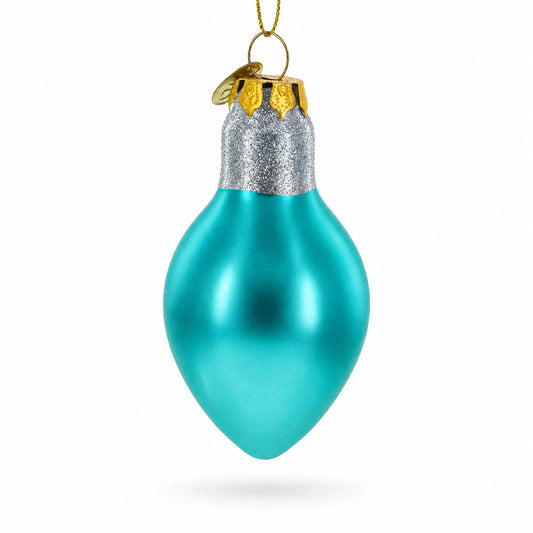 Shimmering Blue Light Bulb Glass Christmas Ornament BestPysanky Default Title Default Title-
