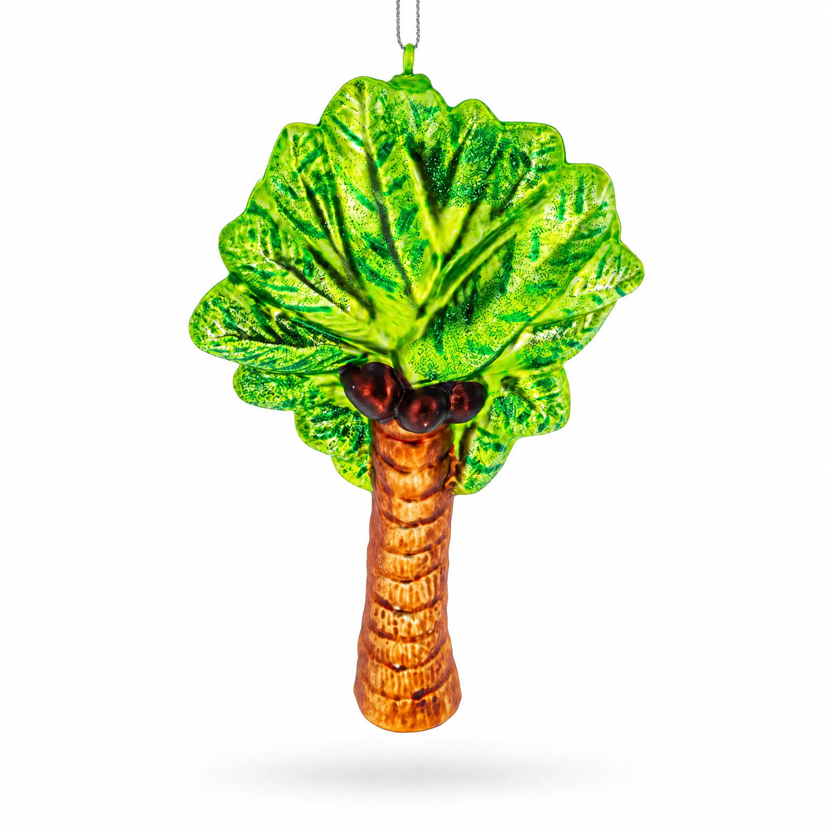 Tropical Coconut Tree Glass Christmas Ornament