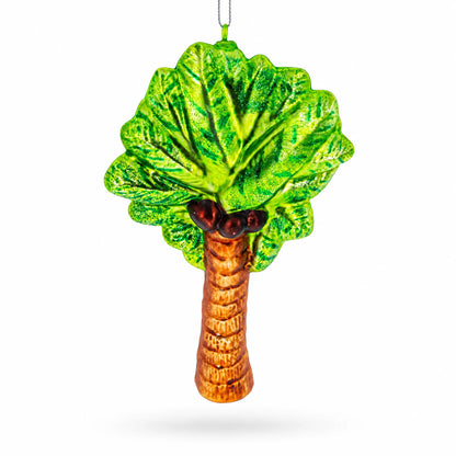 Tropical Coconut Tree Glass Christmas Ornament