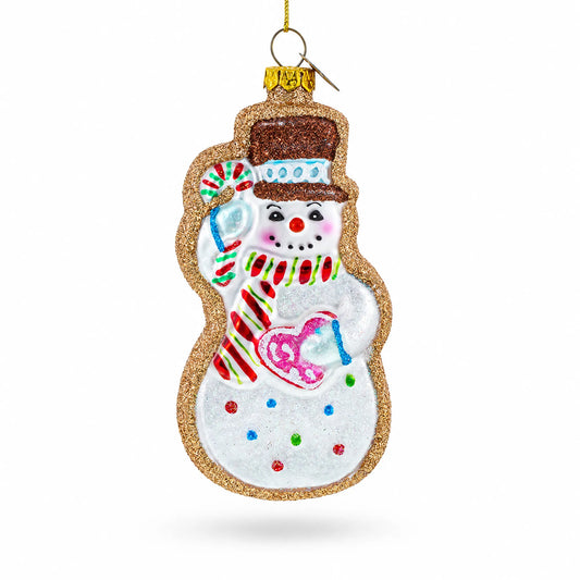 Festive Snowman Cookie Glass Christmas Ornament BestPysanky Default Title Default Title-