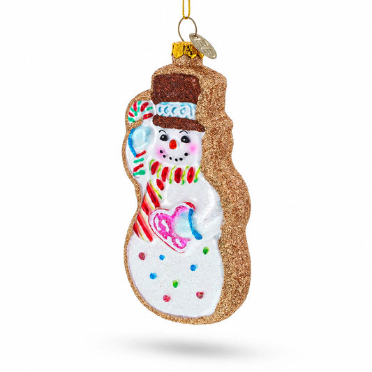Festive Snowman Cookie Glass Christmas Ornament BestPysanky Default Title Default Title-
